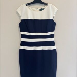 LAUREN Ralph Lauren Navy and White Sheath Dress